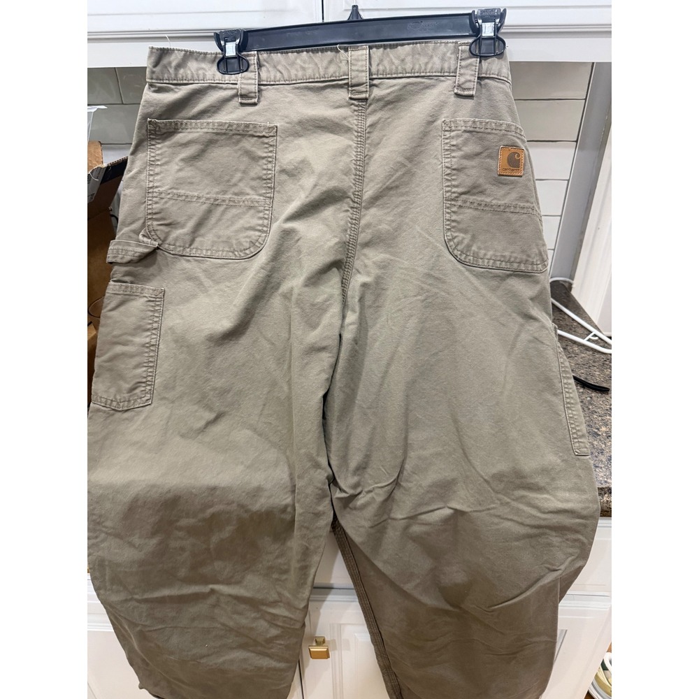 Carhartt B151 LBR Canvas Work Pants Mens 44x32 Tan Dungaree Fit Utility Trousers